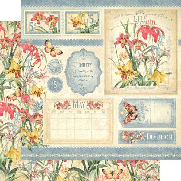  Graphic 45 Botanical Tea Pad for Scrapbooking, 8 by 8-Inch