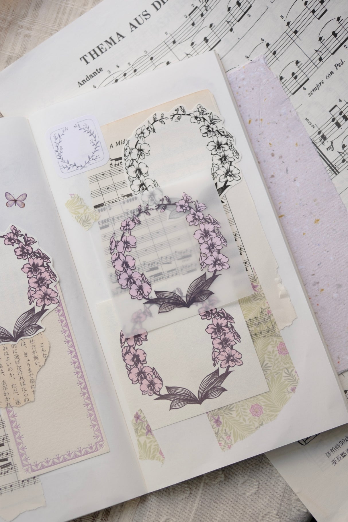 Loidesign Notepaper "Orchid Wreath"