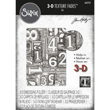 Tim Holtz Sizzix • 3D Texture Fades Embossing Folder Numbered