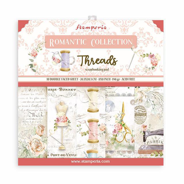 Stamperia paperpad Romantic collection ''Romantic Threads'' (8"x 8")