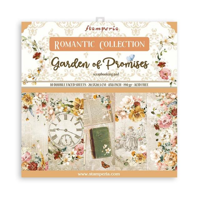 Stamperia paperpad Romantic collection ''Garden of promises'' (8"x 8")