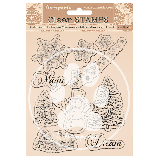 Stamperia Acrylic stamp "Romantic Home for the holidays snowflakes, tree"