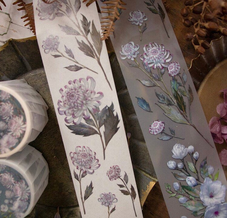 Loi Design PET Maskingtape /Release paper Washi Tape Begonia & Dahlia
