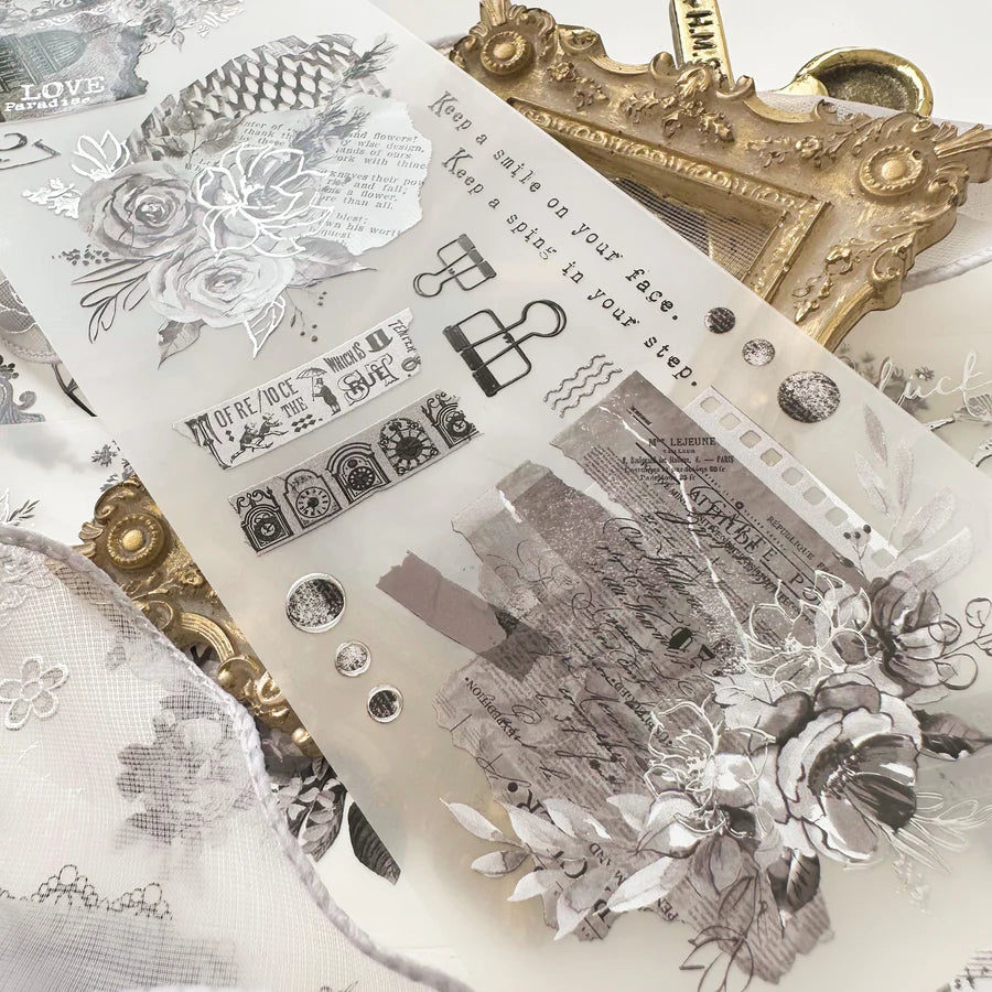 Journal Pages "Dark Romance" Silver Foil PET Maskingtape