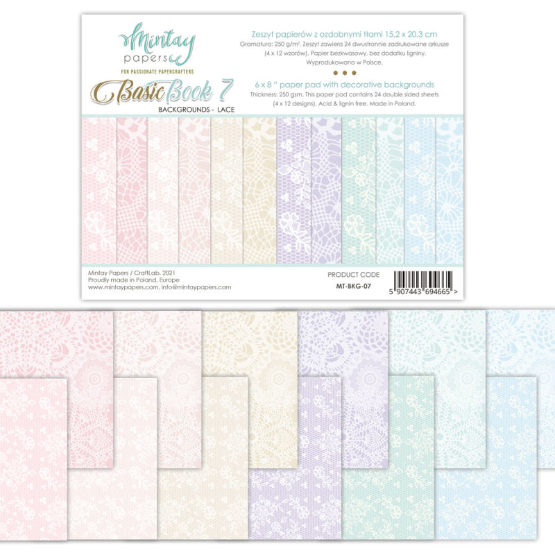 Mintay Papers Basic Book 7 "Backgrounds Lace" 6"x 8"